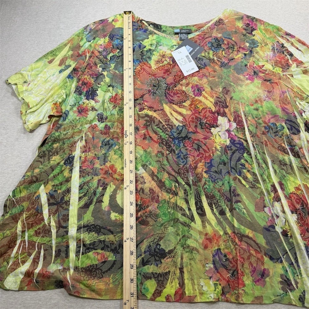 Liz & Me Tunic Blouse Womens 5XL Multicolor Floral Butterfly Rhinestone - Picture 4 of 9